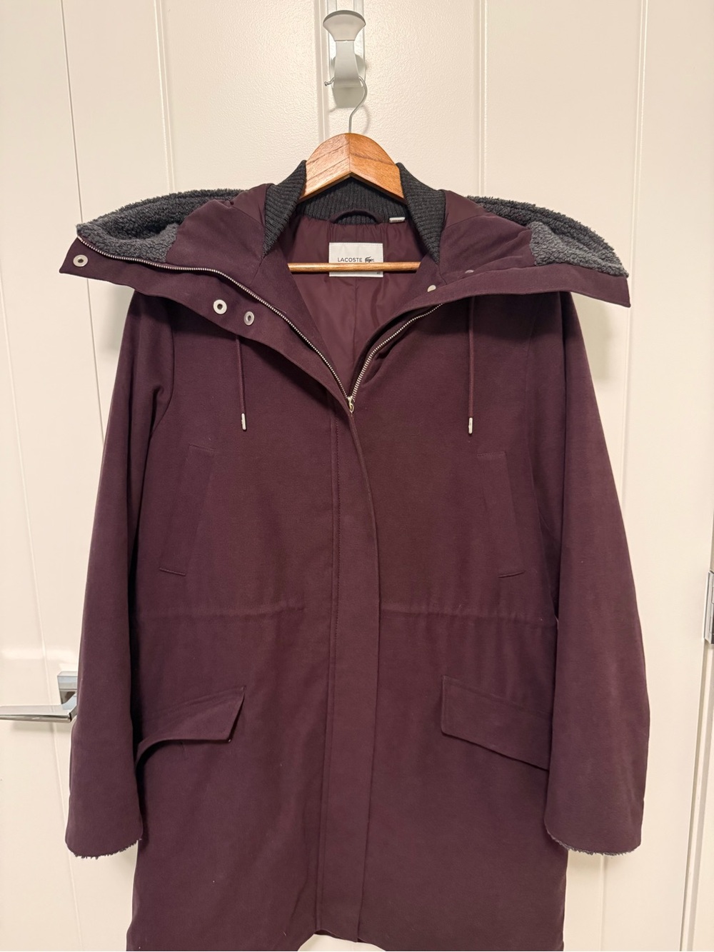 Lacoste Women's Plum Hooded Parka Coat
